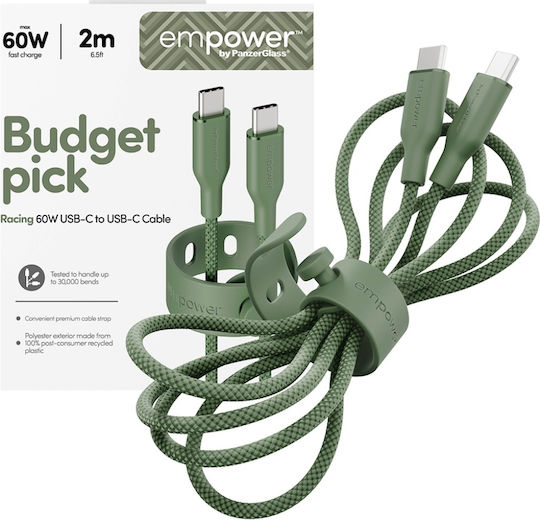 PanzerGlass USB Typ-C Kabel Männlich - USB-C 60W PD Grün 2m EM42585