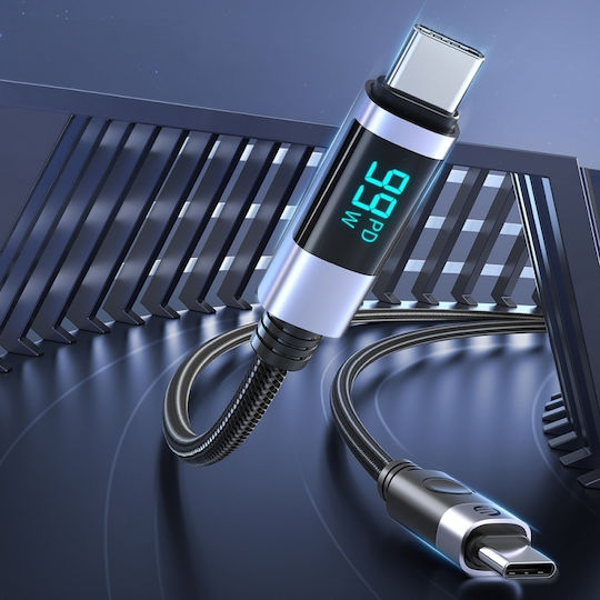 Orico Braided / LED Cable USB-C male - USB-C 100W PD Μαύρο 2m 2τμχ
