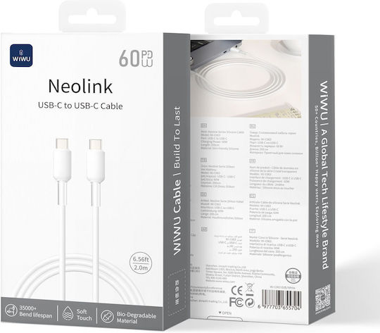 Wiwu USB 2.0 Kabel USB-C männlich - USB-C 60W Weiß 2m