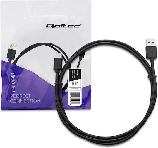 Qoltec USB 2.0 Cable USB-C male - USB-A Μαύρο 1m 50487