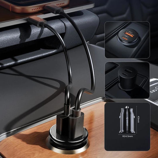 Orico Powermini 30w Usb-c + Usb-a Car Charger Black Pm-30-1a1c Orico-pm-30-1a1c-bk-ep-hu