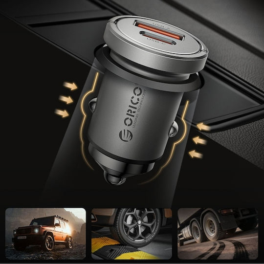Orico Miniring Pro 45w Usb-a + Usb-c Car Charger Silver Mr-45-1a1c Orico-mr-45-1a1c-sv-ep-hu