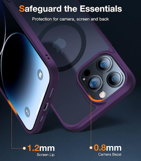 Torras Guardian-mag Rückseite Umschlag aus Silikon Lila für iPhone 14 Pro