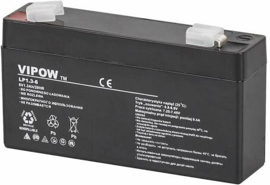 Vipow LP1.3-6 Батерия UPS с Капацитет 1.3Ах и Напрежение 6V 1бр