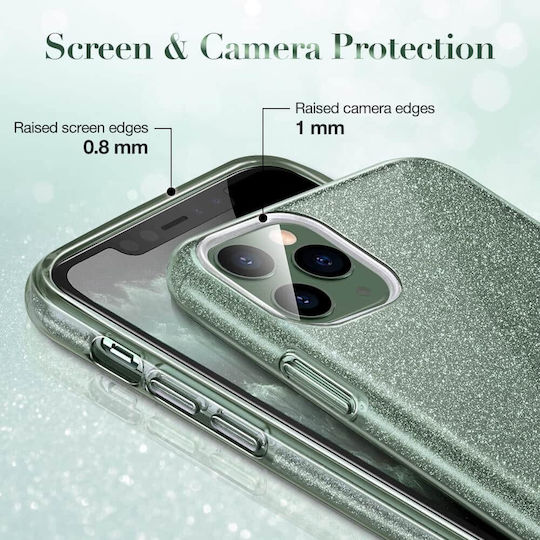 ESR Makeup Glitter Umschlag Rückseite Silikon Grün (iPhone 11 Pro Max)