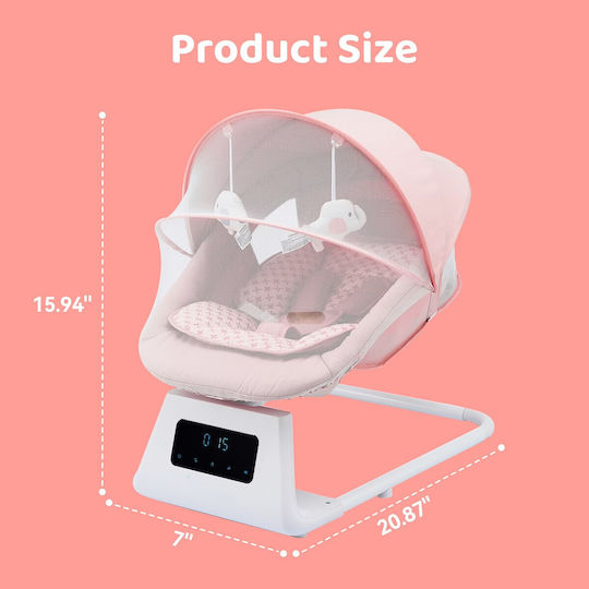 Balansoar Electric Pentru Bebeluși Cu Muzică Roz Pentru Copil Până La 10kg