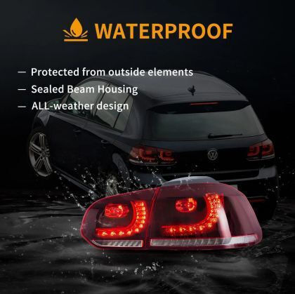Πίσω Φανάρια Led Vw Golf 6 2008-2014 Gti R Design Τρέχουμενο Φλας Κόκκινα Σετ 2τμχ
