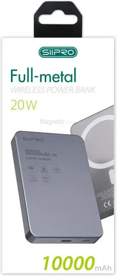 SiiPro Thin Metal MagSafe Power Bank 10000mAh 15W Grey