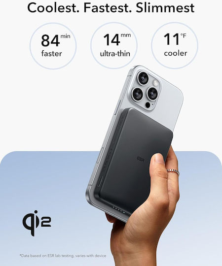 ESR Qi2 MagSlim MagSafe Qi2 Power Bank 5000mAh 15W Schwarzes
