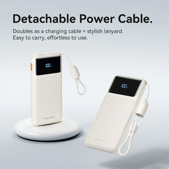 Vention XGY39 Външна батерия 10000mAh 22.5W с USB-A порт и USB-C порт Power Delivery / Бързо зареждане Розов
