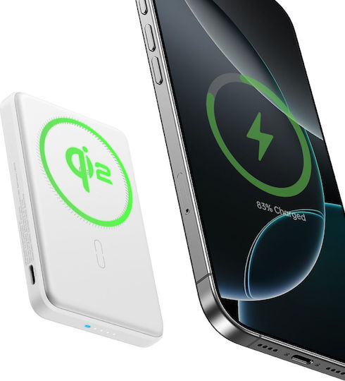 ESR Qi2 MagSlim MagSafe Qi2 Power Bank 5000mAh 15W Λευκό