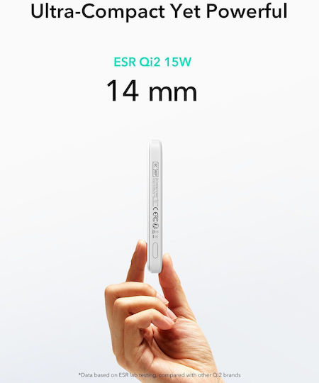 ESR Qi2 MagSlim MagSafe Qi2 Power Bank 5000mAh 15W Λευκό