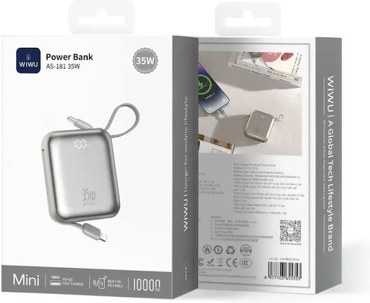 Wiwu P062 Външна Батерия 10000mAh 35W Сребриста