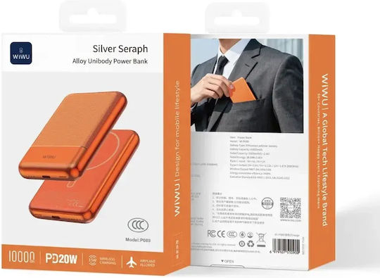 Wiwu P088 MagSafe Външна Батерия 5000mAh 20W Power Delivery Оранжева
