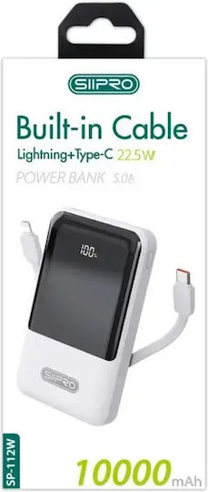SiiPro SP-112W Baterie Externă 10000mAh 18W cu Port USB-A Power Delivery Albă