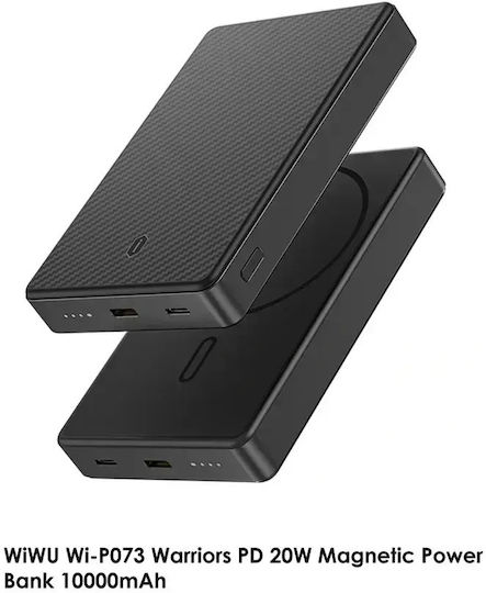 Wiwu P073 MagSafe Външна Батерия 10000mAh 20W с USB-A Изходен Порт и USB-C Изходен Порт Power Delivery Черна