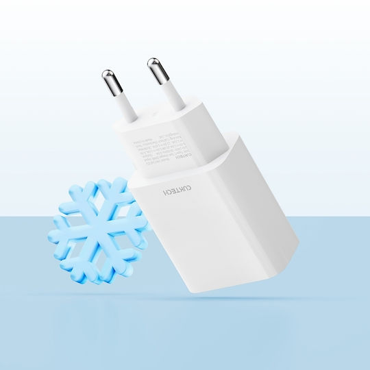 Cuktech Зарядно Устройство Без Кабел GaN с USB-C Порт и USB-C Кабел 20W Бял (HA716C)