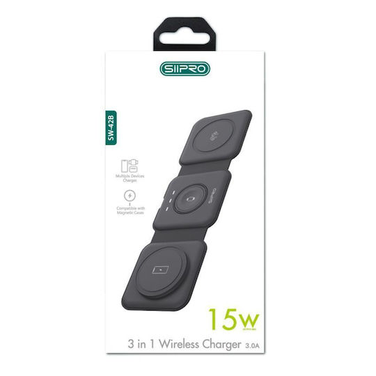 SiiPro Φορτιστής Magsafe 15W Power Delivery Μαύρος (SW-42B)