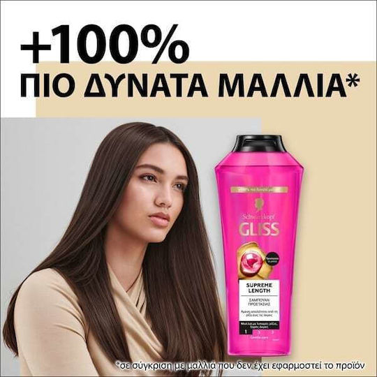 Gliss Hair Repair Supreme Length Σαμπουάν Αναδόμησης/Θρέψης & Διατήρησης Χρώματος για Όλους τους Τύπους Μαλλιών 400ml