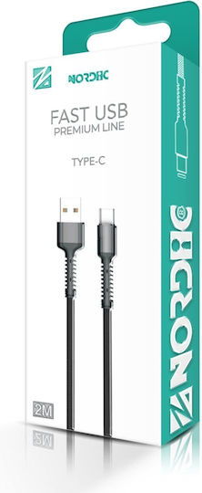 Nordic Braided Cable USB-C male - USB-A 40W Μαύρο 2m