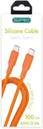 SiiPro Cable USB-C Male - USB-C 60W Orange 1m