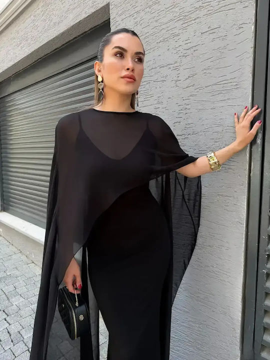 Sommer Maxi Abendkleid Mit Tüll Schwarz 24620262 XL