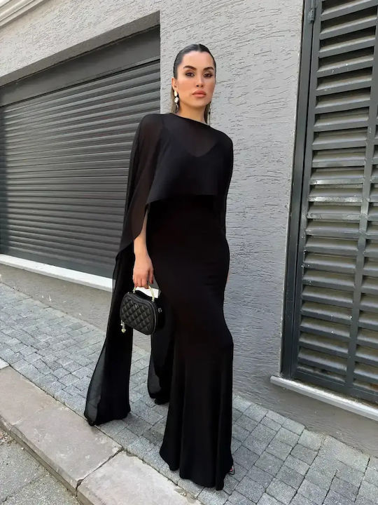 Sommer Maxi Abendkleid Mit Tüll Schwarz 24620262 XL