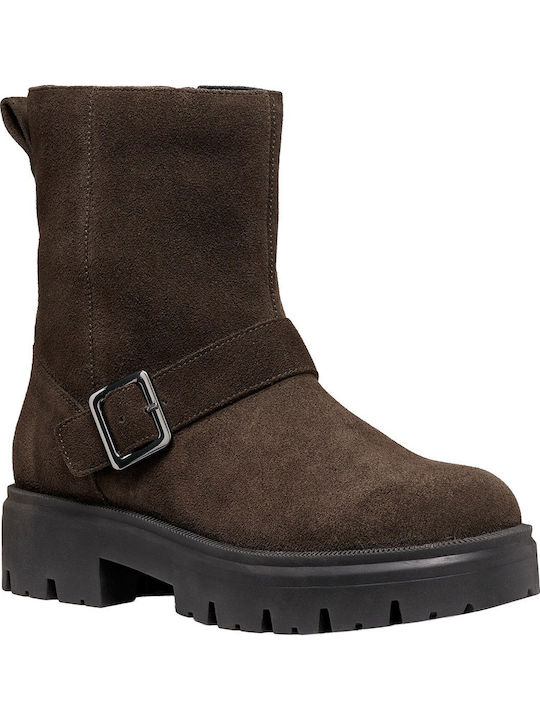 Suede Women's Ankle Boots Brown