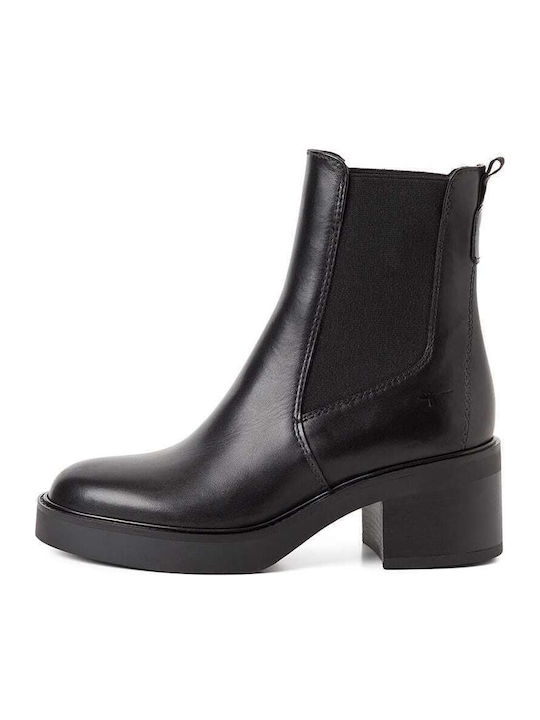 Leder Damen Chelsea-Stiefel Schwarz
