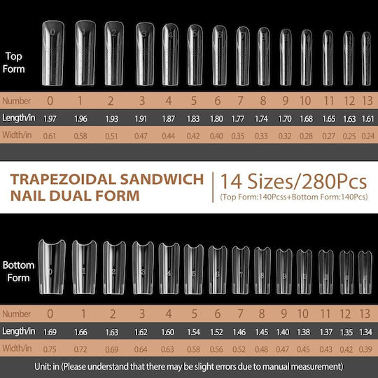Sandwich Nägel Doppelte Formulare Nr.26 Quadratisch 280Stücke