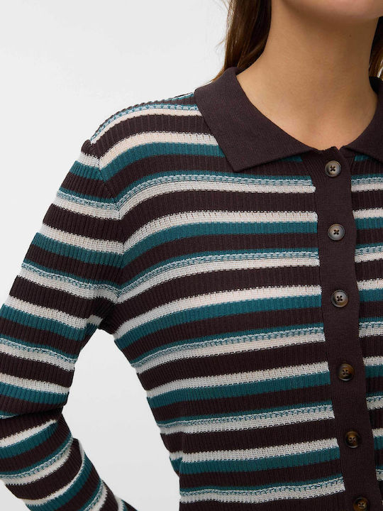 Women's Knitted Cardigan with Buttons Dark Brown