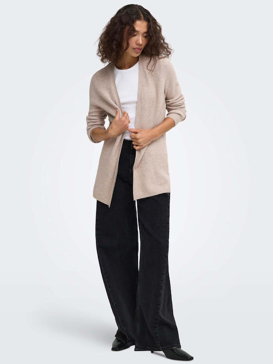 Short Women's Knitted Beige Cardigan