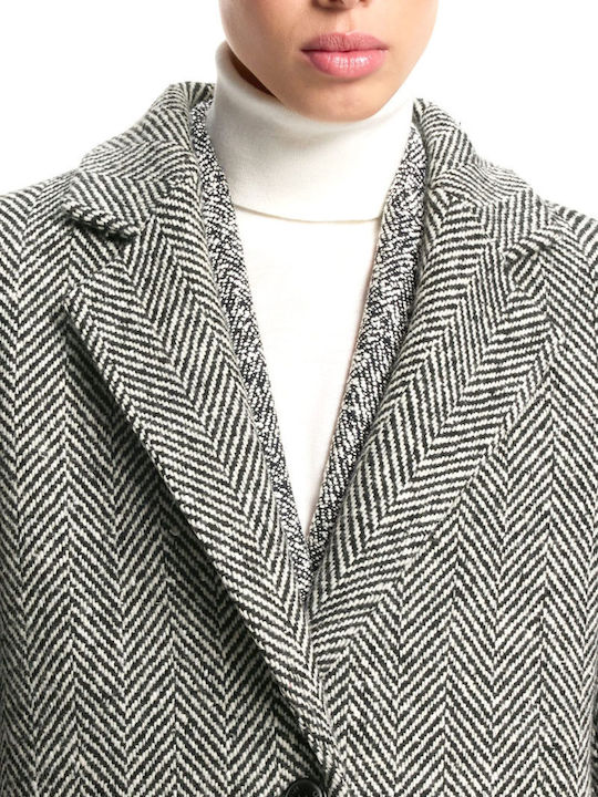 Women's Coat Black-White