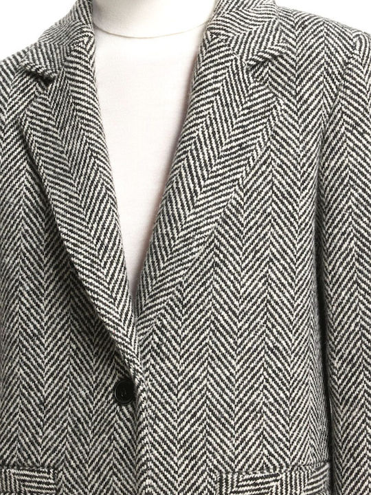 Women's Coat Black-White