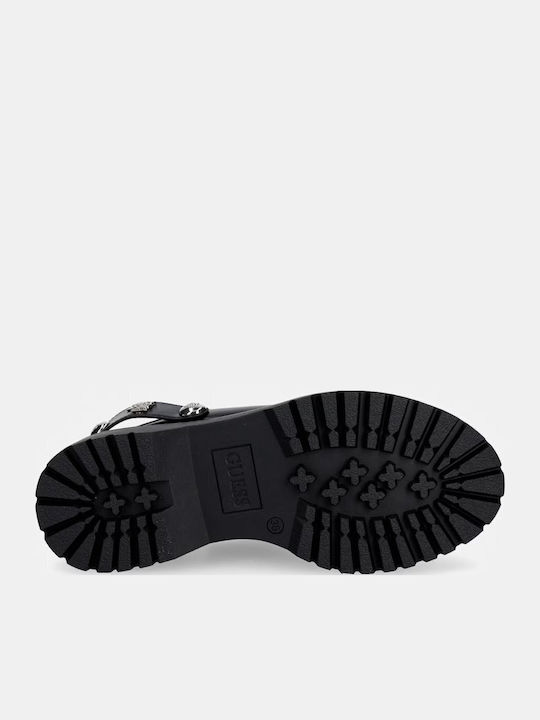 Damen Flache Schwarze Sandalen FLTWNEELE01