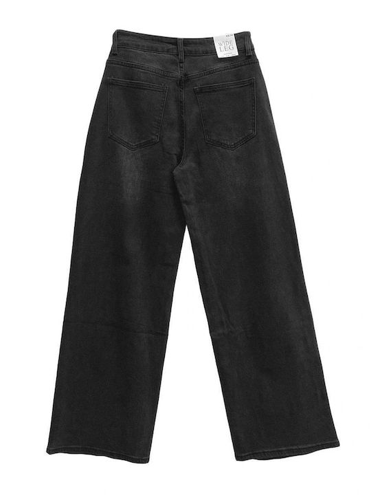 Damen Jeans Hosen in Breit Bein Stil Schwarz