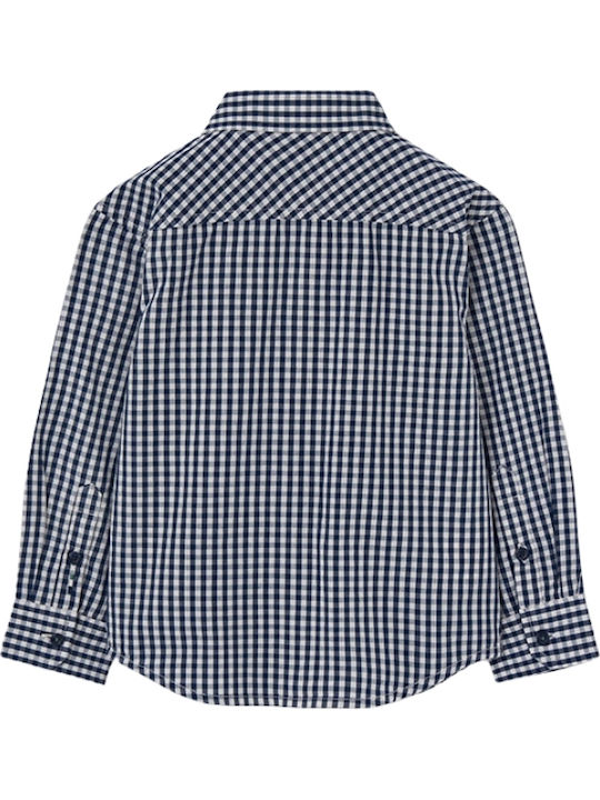 Kids Checked Long-sleeved Blue Shirt