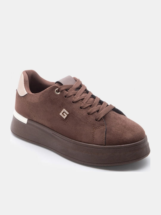 Damen Flatforms Sneakers Dunkelbraune
