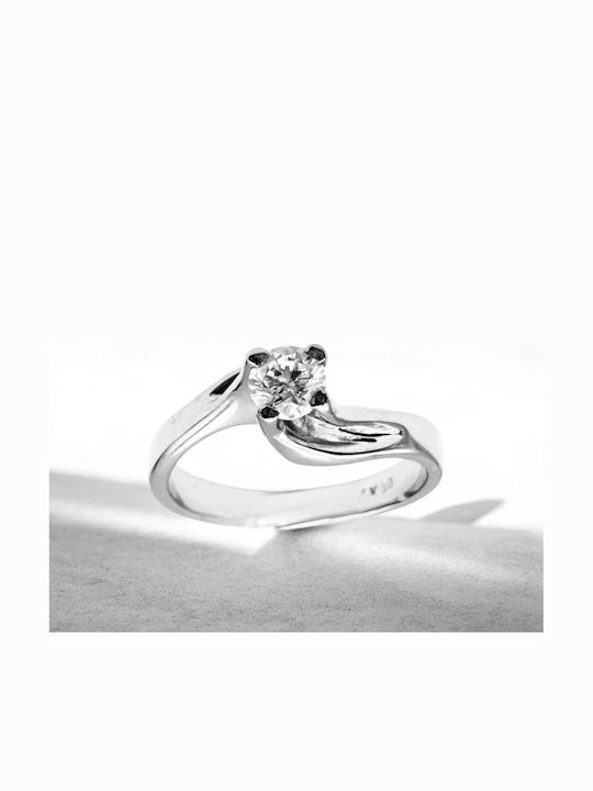 Diamond Jools Single Stone Ring In 18K White Gold With Diamond Diamond Jools Single Stone Ring In 18K White Gold With Diamond