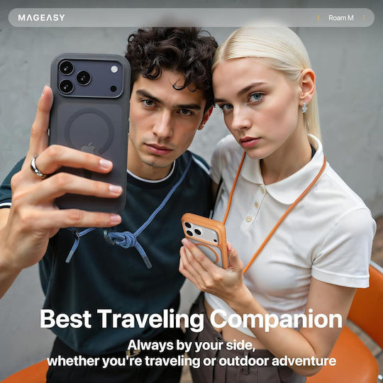 Mageasy Roar M With Lanyard Back Cover Silicone with Strap Transparent (iPhone 17 Pro Max)