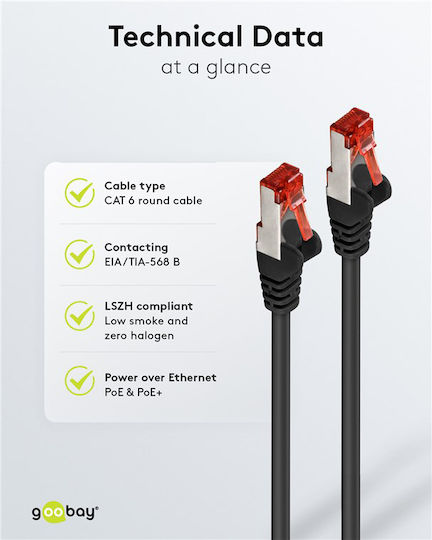 Goobay S/FTP Кат.6 (Gigabit) Мрежов Кабел Ethernet 10м Черен