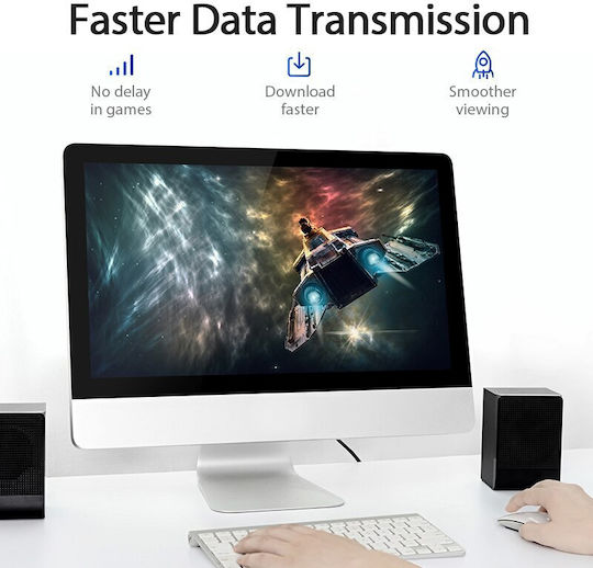 Vention U/UTP Кат.6 (Gigabit) Мрежов Кабел Ethernet 25m Черен