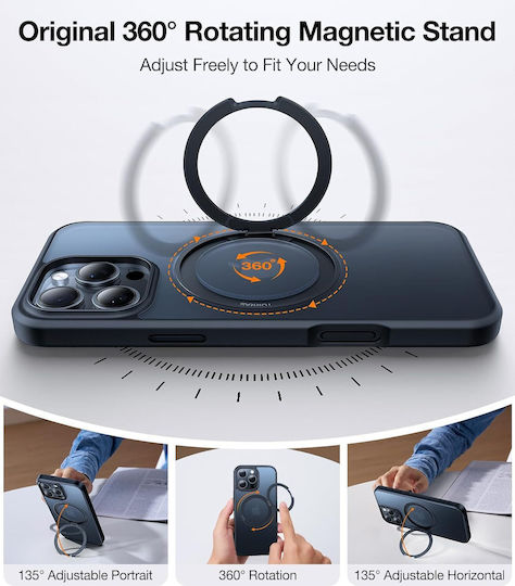Torras Ostand Umschlag Rückseite Silikon Schwarz (iPhone 17 Pro / iPhone 16 Pro)