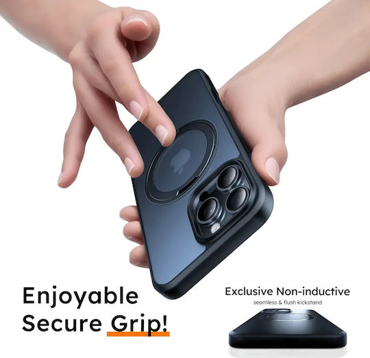 Torras Ostand Umschlag Rückseite Silikon Schwarz (iPhone 17 Pro / iPhone 16 Pro)