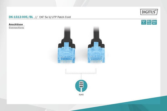 Digitus U/UTP Cat.5e (Gigabit) Network Cable Ethernet 0.5m Black