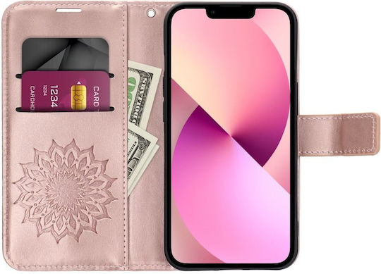 Mezzo Book Case Cover for Xiaomi Redmi Note 12 4G Mandala Rose Gold