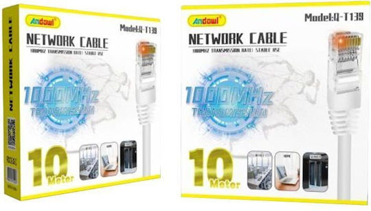 Andowl U/UTP Cat.5e (Gigabit) Καλώδιο Δικτύου Ethernet 10m Λευκό