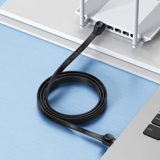 Baseus Flat U/UTP Cat.6 (Gigabit) Καλώδιο Δικτύου Ethernet 1.5m Μαύρο