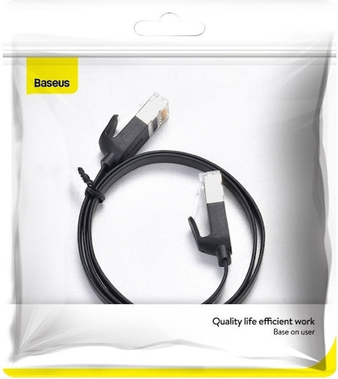 Baseus Flat U/UTP Cat.6 (Gigabit) Καλώδιο Δικτύου Ethernet 0.5m Μαύρο