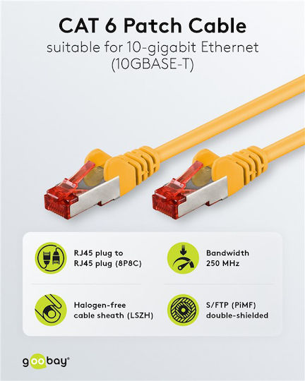 Goobay S/FTP Cat.6 Gigabit Ethernet Network Cable 0.5m Yellow